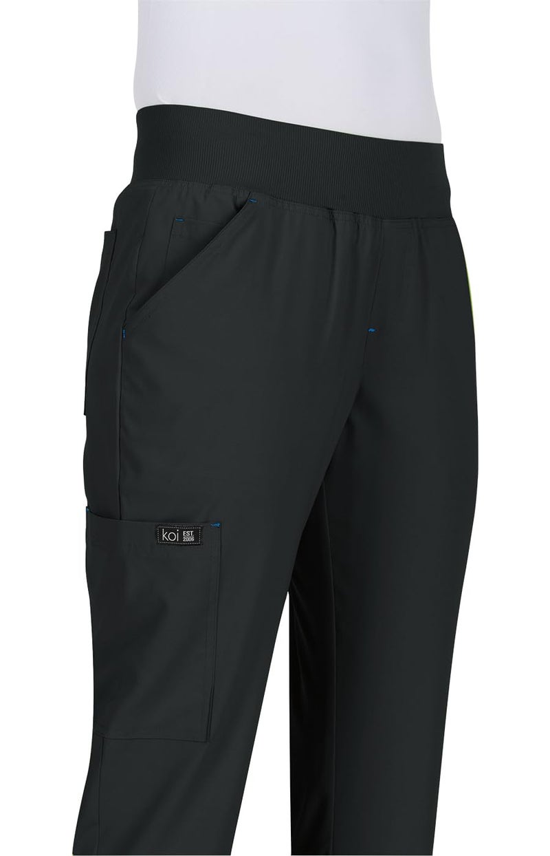 KOI Basics Laurie Women's 6-Pocket Yoga-Style Scrub Pants Black Small - Image 3